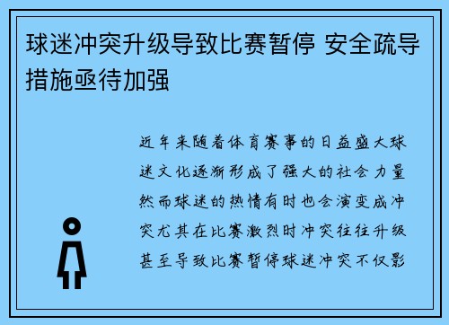 球迷冲突升级导致比赛暂停 安全疏导措施亟待加强